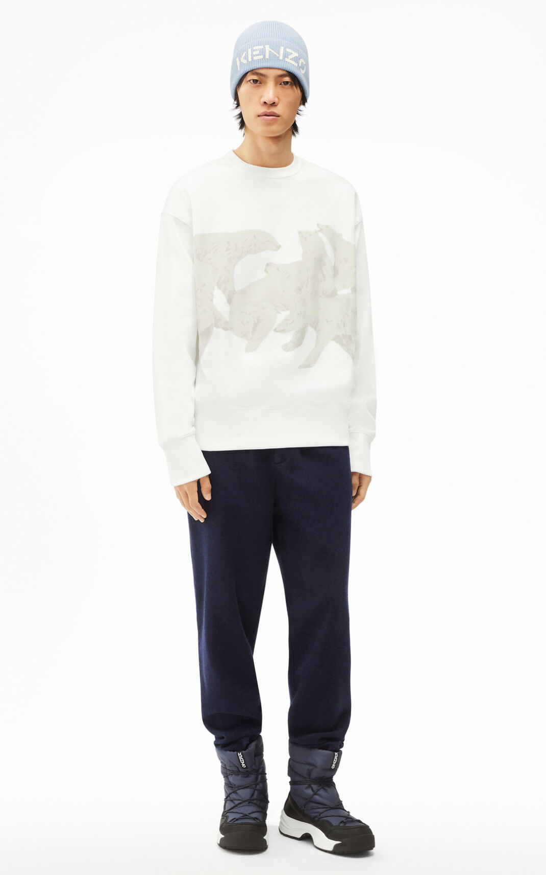 Sweat Kenzo The Hiver Capsule Polar Bear Homme Blanche | PMUB-70319